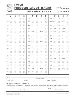 padi final exam answer sheet